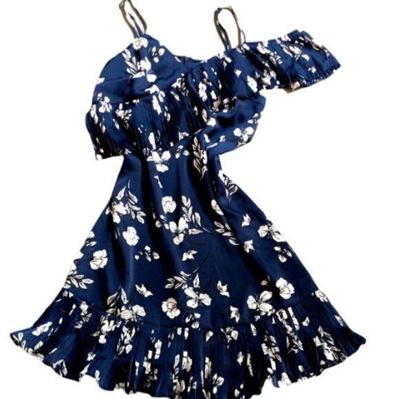 Lucy Paris Floral Asymmetric Ruffle Sleeve Sun Dress L Spaghetti Strap #1C - Picture 5 of 9